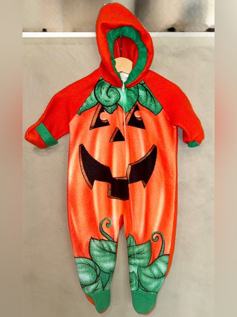 Vintage Meltzer Industries Bunny Warmer Pumpkin Footie Hooded Costume JOL 6-12
